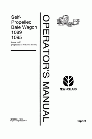 New Holland 1089, 1095 Operator`s Manual