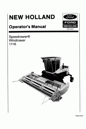 New Holland 1116 Operator`s Manual