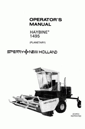 New Holland 1495 Operator`s Manual