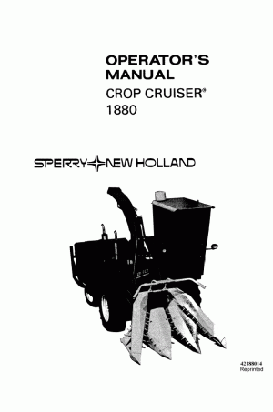 New Holland 1880 Operator`s Manual