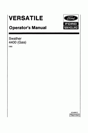 New Holland 4400 Operator`s Manual