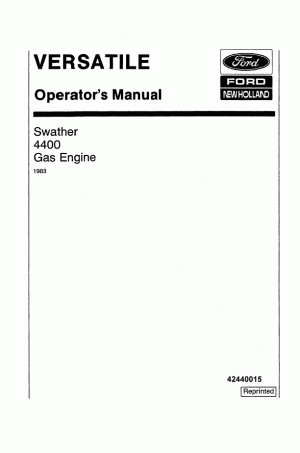 New Holland 4400 Operator`s Manual