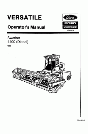 New Holland 4400 Operator`s Manual