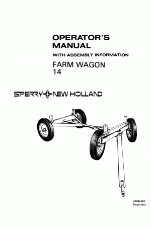 New Holland 14 Operator`s Manual