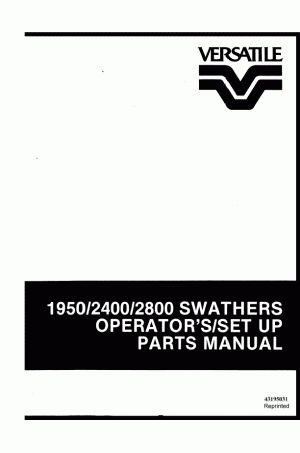 New Holland 2400, 2800 Operator`s Manual