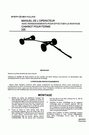 New Holland 230 Operator`s Manual