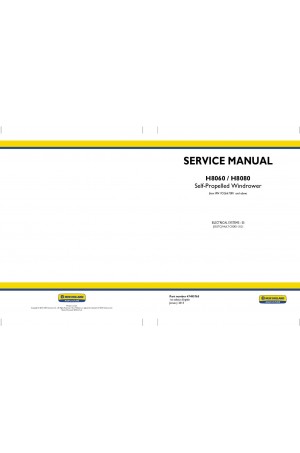 New Holland H8060, H8080 Service Manual