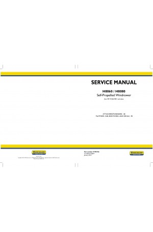 New Holland H8060, H8080 Service Manual