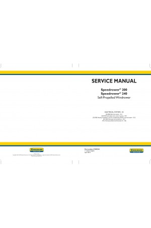 New Holland Speedrower 200, Speedrower 240 Service Manual