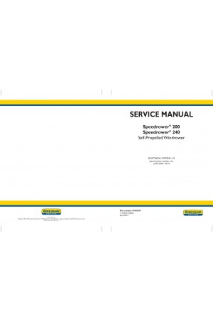 New Holland Speedrower 200, Speedrower 240 Service Manual