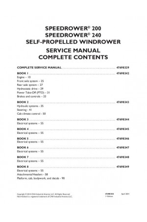 New Holland Speedrower 200, Speedrower 240 Service Manual