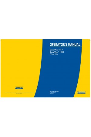 New Holland DuraVee 1020, DuraVee 817 Operator`s Manual