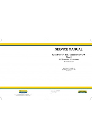 New Holland Speedrower 200, Speedrower 240 Service Manual