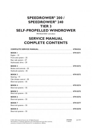 New Holland Speedrower 200, Speedrower 240 Service Manual