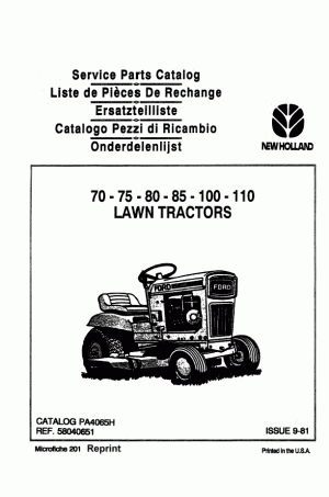 New Holland 100, 110, 70, 75, 80, 85 Parts Catalog