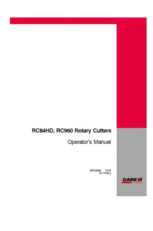 Case IH RC84HD, RC960 Operator`s Manual