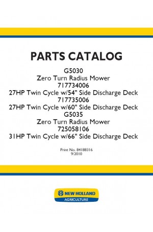 New Holland G5030, G5035 Parts Catalog