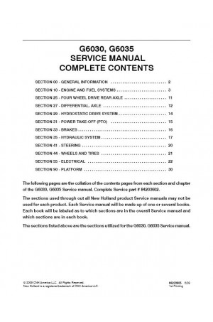 New Holland G6030, G6035 Service Manual