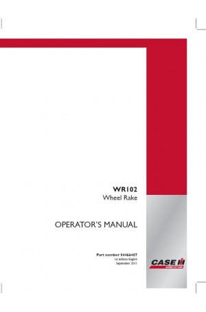 Case IH WR102 Operator`s Manual
