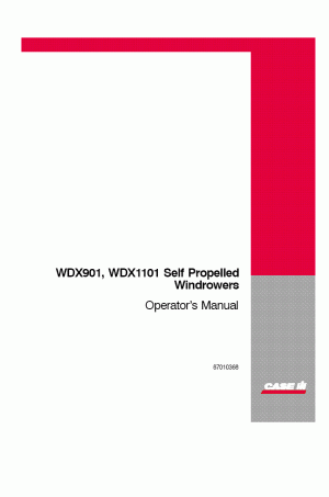 Case IH WDX1101, WDX901 Operator`s Manual