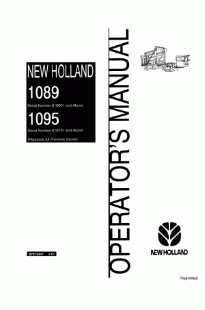 New Holland 1089, 1095 Operator`s Manual