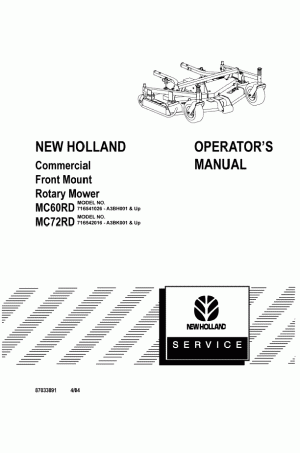 New Holland MC60RD, MC72RD Operator`s Manual