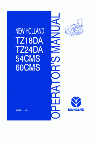 New Holland TZ18DA, TZ24DA Operator`s Manual