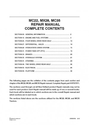 New Holland MC22, MC28, MC35 Service Manual