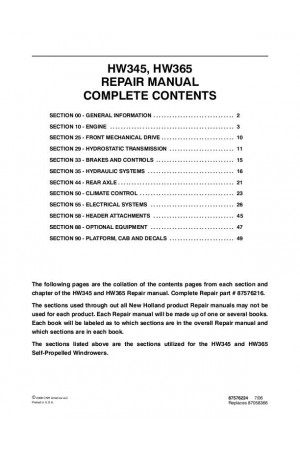 New Holland HW345, HW365 Service Manual