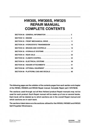 New Holland HW305, HW305S Service Manual