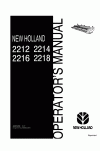 New Holland 2212, 2214, 2216, 2218 Operator`s Manual