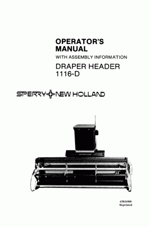 New Holland 1116 Operator`s Manual