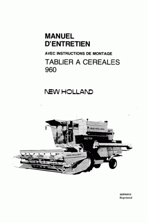 New Holland 960 Operator`s Manual