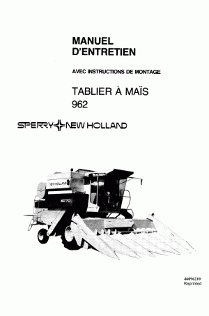 New Holland 1400, 1500, 962, TR70 Operator`s Manual