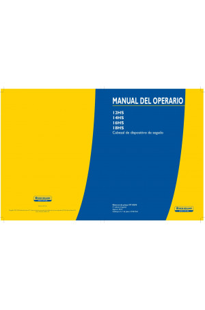 New Holland 12HS, 14HS, 16HS, 18HS Operator`s Manual