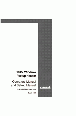 Case IH 1015 Operator`s Manual