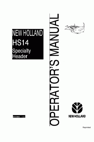 New Holland HS14 Operator`s Manual