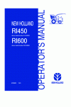 New Holland RI450, RI600 Operator`s Manual