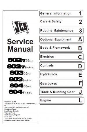 JCB 802.7 Plus, 802.7 Super, 803 Plus, 803 Super, 804 Plus, 804 Super Service Manual