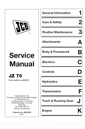 JCB JZ70 XP, AMS Machines Use Supplement 9803/6450 Service Manual