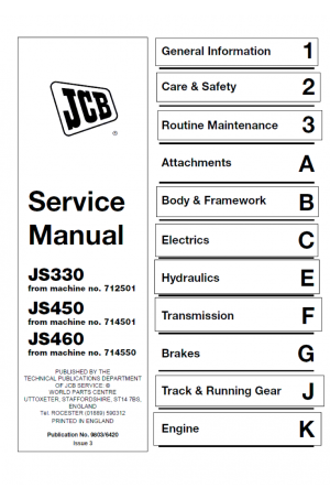 JCB JS330 Tier 2/JS450 XO/JS460XO Service Manual