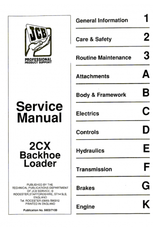 JCB 2CX Backhoe Loaders Service Manual