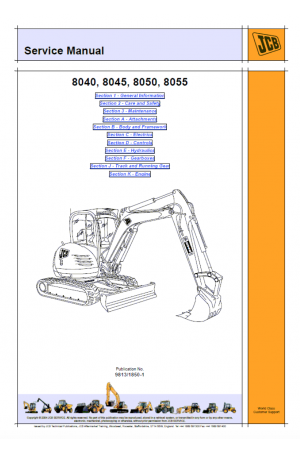 JCB 8040, 8045, 8050, 8055 (supersedes 9803-9360, 9803-9890) Service Manual