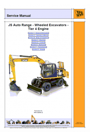 JCB JS Auto Range - Wheeled Excavators - Tier 4 Engine Service Manual