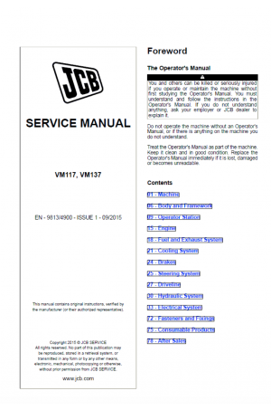 JCB VM117, VM137 Tier 2  Service Manual
