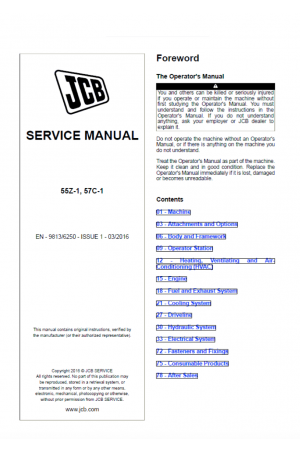 JCB 55Z-1, 57C-1 Midi Excavator Tier 3 Perkins Engine Service Manual