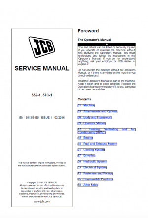 JCB 55Z-1, 57C-1 Midi Excavator, Tier Kohler 4 Engine Service Manual