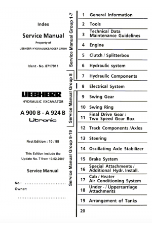 Liebherr R934C-R944C-R954C Hydraulic Excavator Tier 3 Stage III-A Service Manual