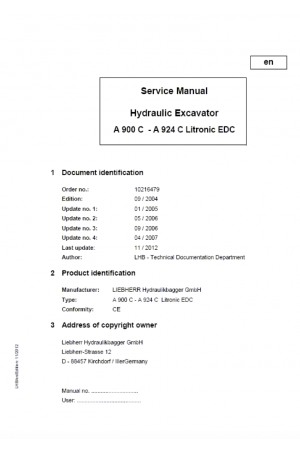 Liebherr A922 Rail Litronic Hydraulic Excavator Tier 4i Stage III-B Service Manual