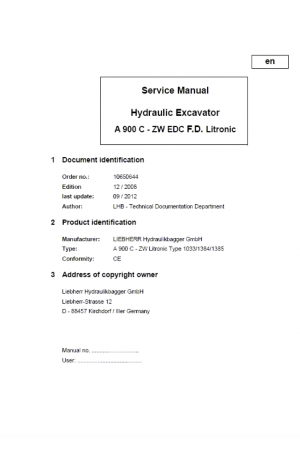Liebherr E934C/E944C/E954C Hydraulic Excavator Service Manual